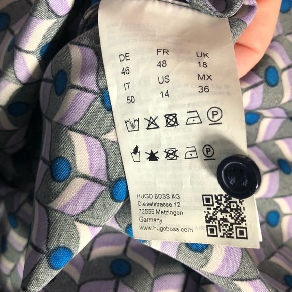 NWT Boss Oversized Button Down Top in Black Purple and Blue - Size 14 - Picture 6 of 9
